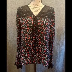 Francesca Rose Long Sleeve Cherry Print Blouse